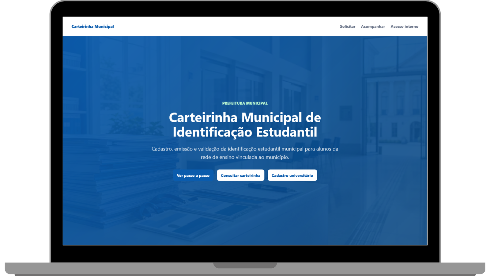 Página inicial do Meu ID Estudantil