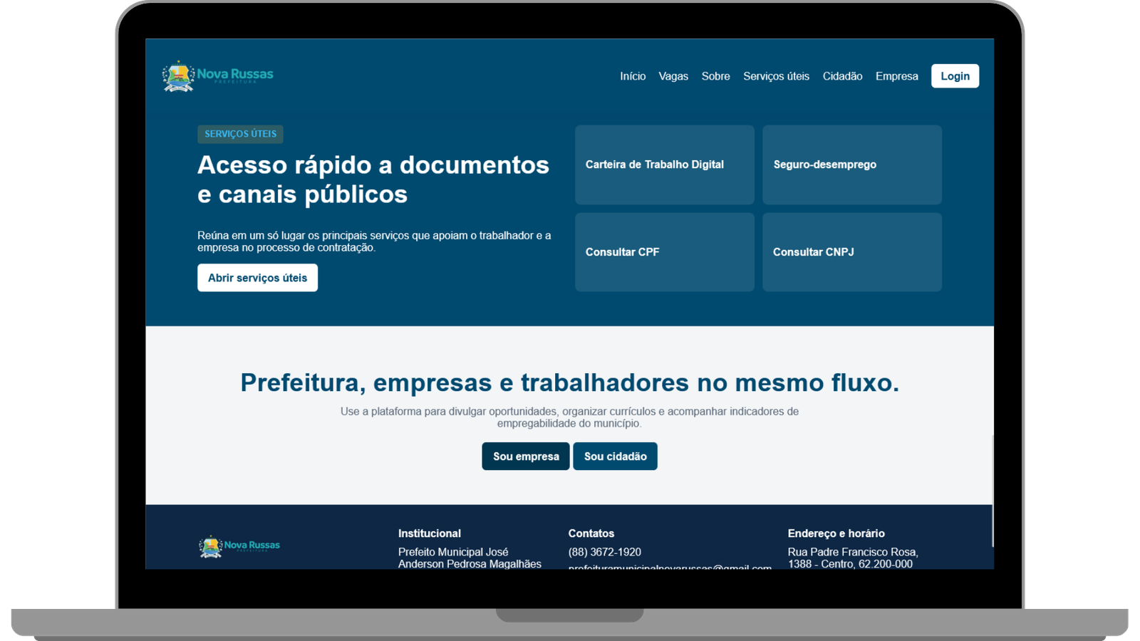 Área de serviços úteis do sistema municipal