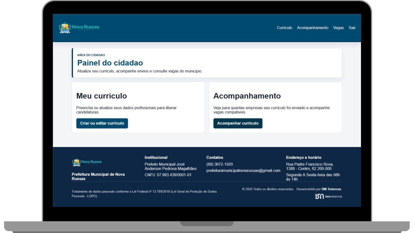 Painel do cidadão no Emprega Município