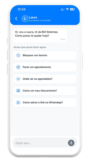 Tela do financeiro no app BM