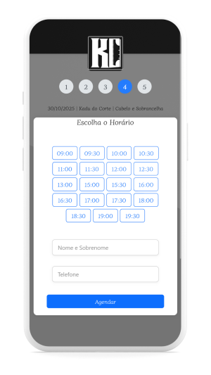 Print da tela de agenda do profissional no app BM Gestor