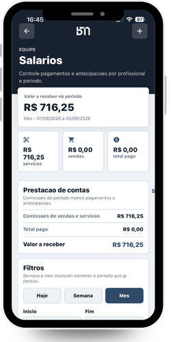 Comissões e salários dos profissionais